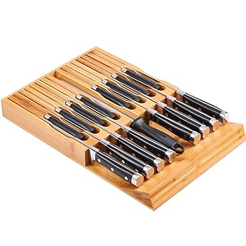 Utoplike In Drawer Bamboo Knife Block Drawer Organizer And Holder