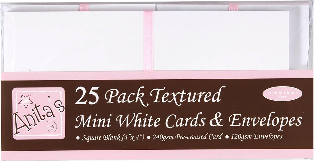 Anita's Plain Blank Cards & Envelopes 4 x 4 White Pack 25