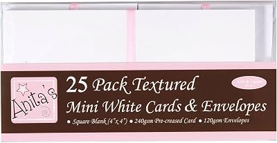 Anita's Plain Blank Cards & Envelopes 4 x 4 White Pack 25