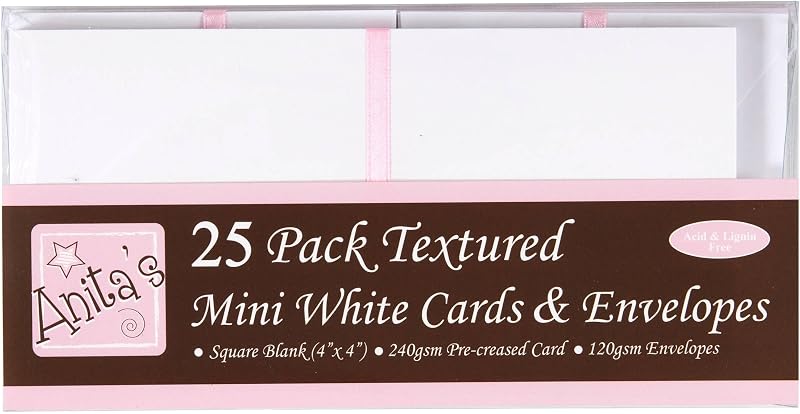 Anita's Plain Blank Cards & Envelopes 4 x 4 White Pack 25