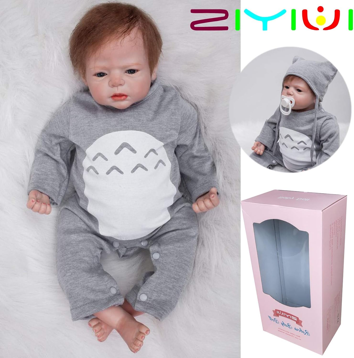 ZIYIUI Reborn Doll 22 Inches 55 cm That Looks Real Baby Dolls Lifelike Soft Silicone Vinyl Newborn Soft Doll Open Eyes reborn Toddlers Girl Boy Gift for age 3+