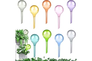 Droutti 9 Pcs Plant Watering Globes Colored Self Watering Globes Automatic Watering Bulbs Plastic Plant Water Globes Drip Irrigation Device for Indoor Outdoor Plants (13×5 cm)