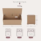 Vida Designs Leon Wooden Pouf Storage Box with Lift Lid Pine Wood view 2