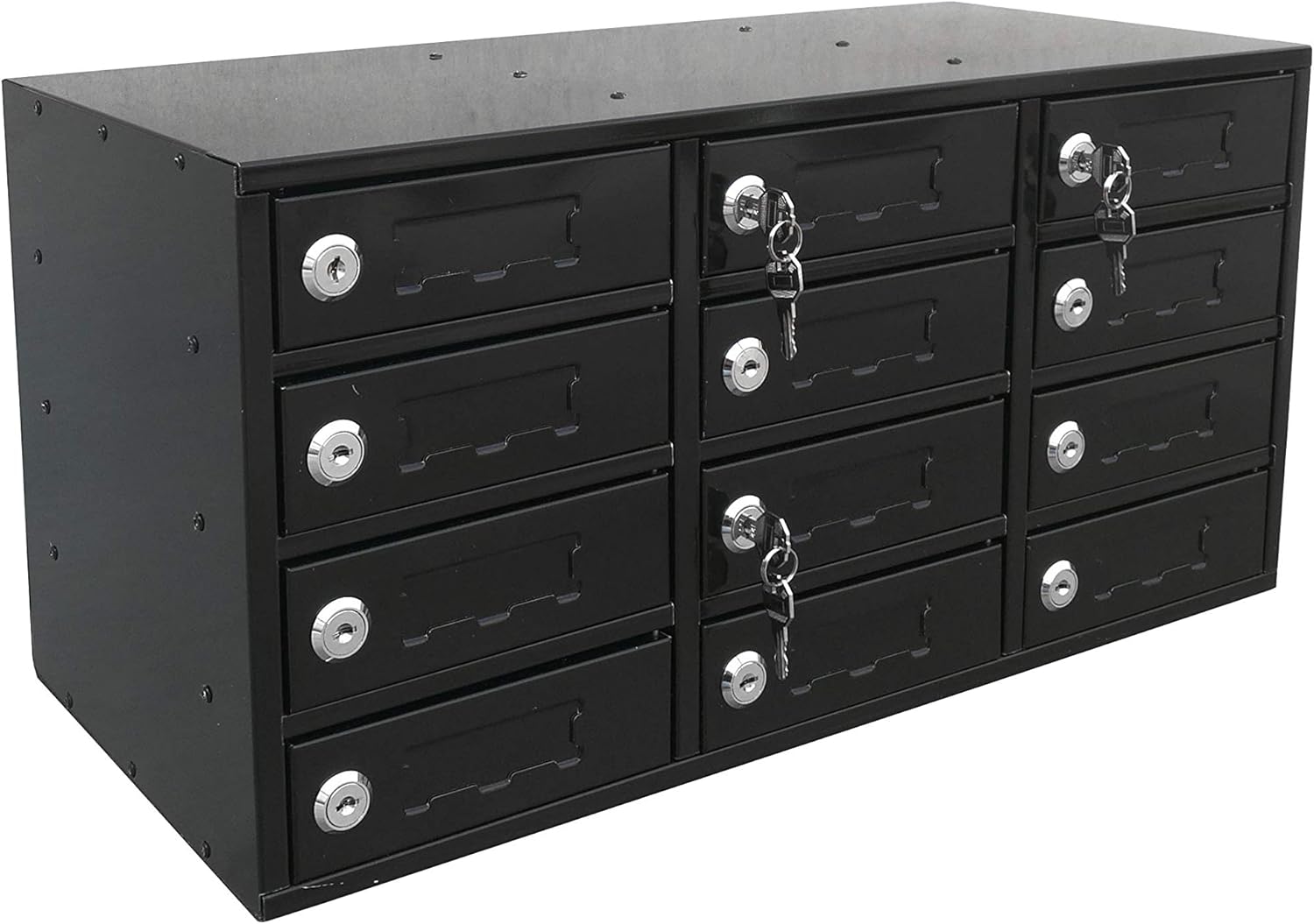 FixtureDisplays 12-Slot Cellphone Charging Station Locker Works with iPad Mini Assignment Mail Slot Box 15258-BLACK