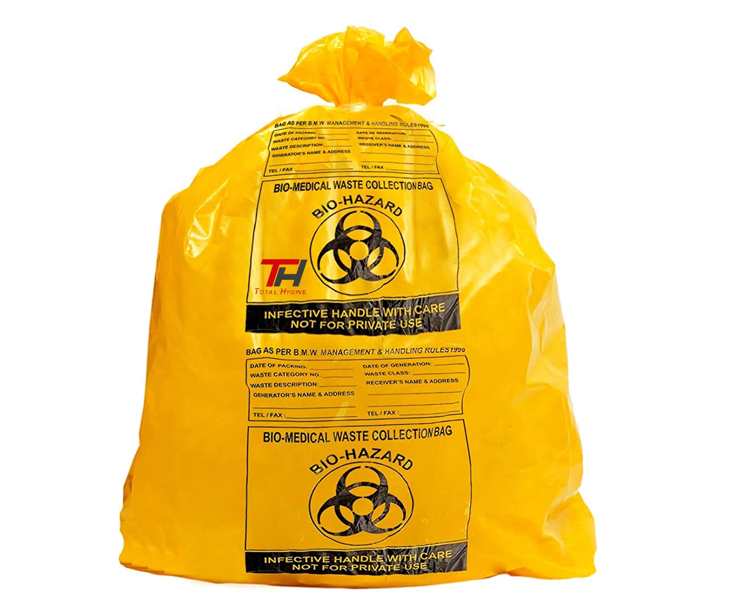 TOTAL HYGIENE Bio Waste Virgin Printed Garbage Bag (Yellow, 19X21)100