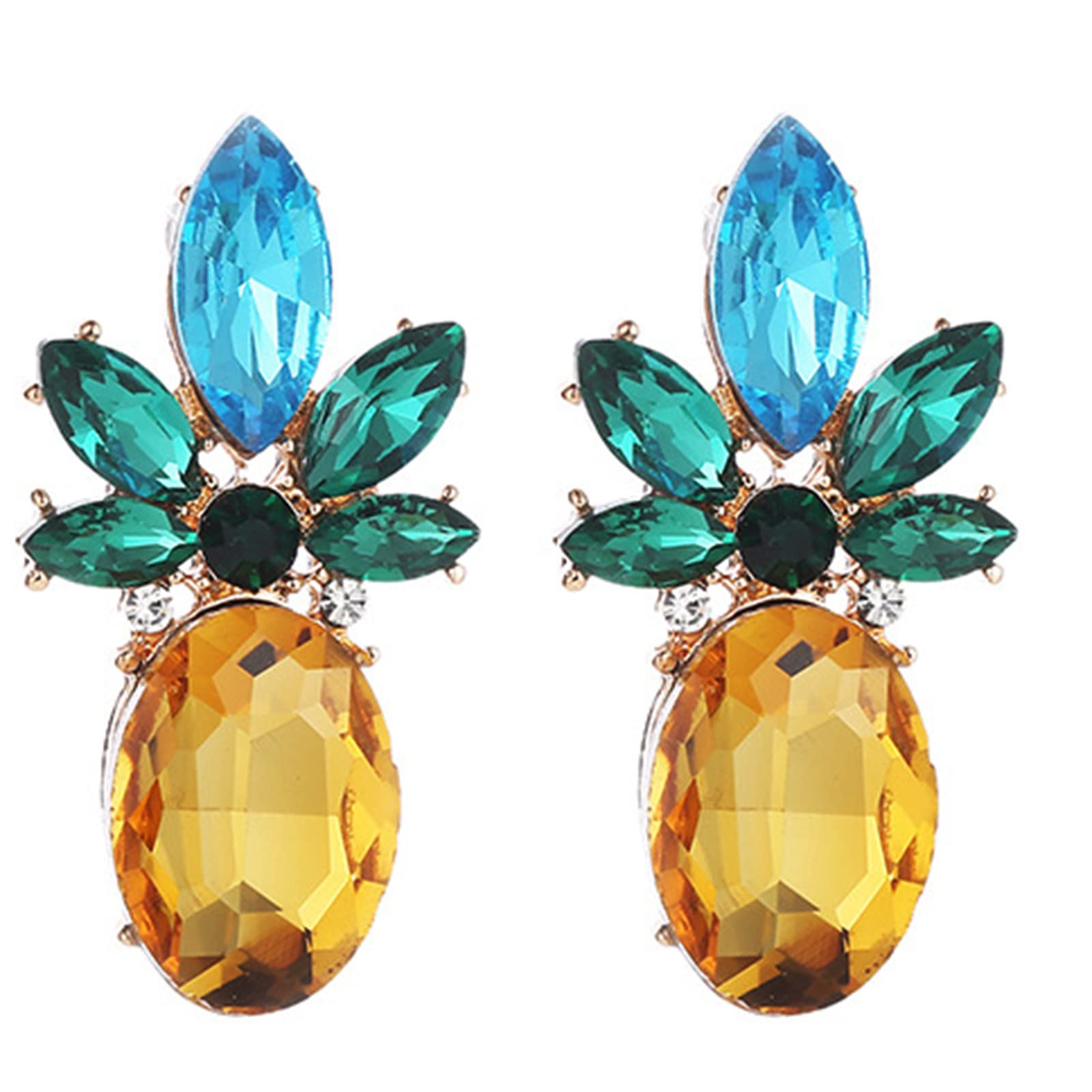 Larancie Rhinestone Pineapple Earrings Crystal Earrings Cute Fruit Ear Jewelry for women and Girls