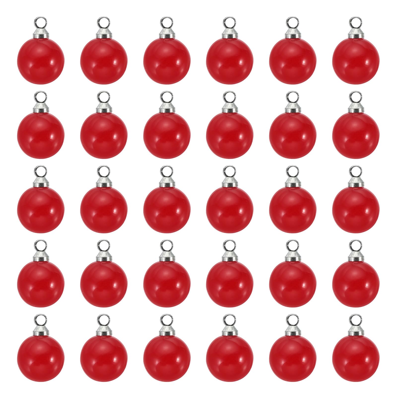PATIKIL 8mm Pearl Charm, 100pcs Faux Pearl Pendant Charm for DIY Wedding Crafts, Silvery Red