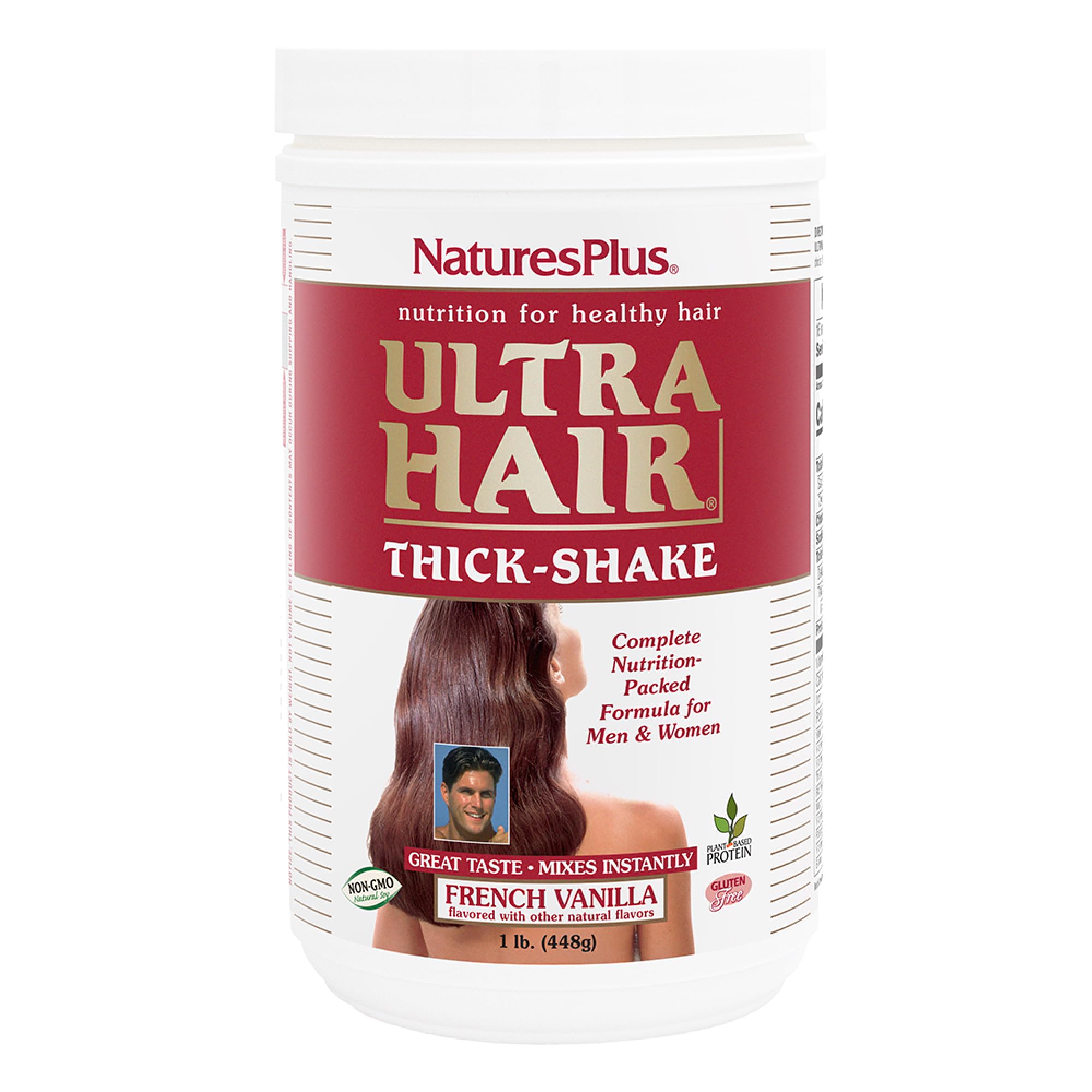 Natures Plus Ultra Hair Thick Shake - 1 lb, Hair Protein Shake - French Vanilla Flavor - Healthy Hair Growth Supplement with Vitamins & Minerals - Non-GMO, Gluten-Free - 16 Servings