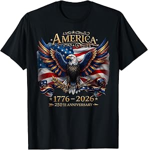 250th Anniversary USA 1776 2026 Patriotic Eagle 4th of July T-Shirt