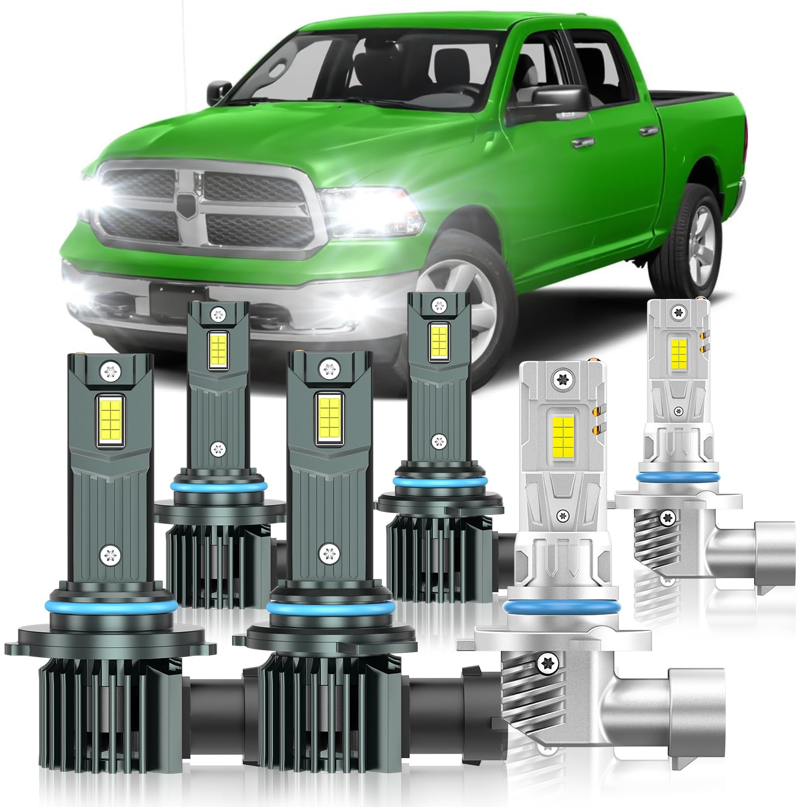 Photo 1 of ZSTOPCL Fit for Dodge Ram 1500 2500 3500 2013-2015(with Projector Version) Light Bulbs, High/Low Beam Fog Light Bulbs Combo, 800% Brightness, 6000K Cool White, Plug and Play, Pack of 6