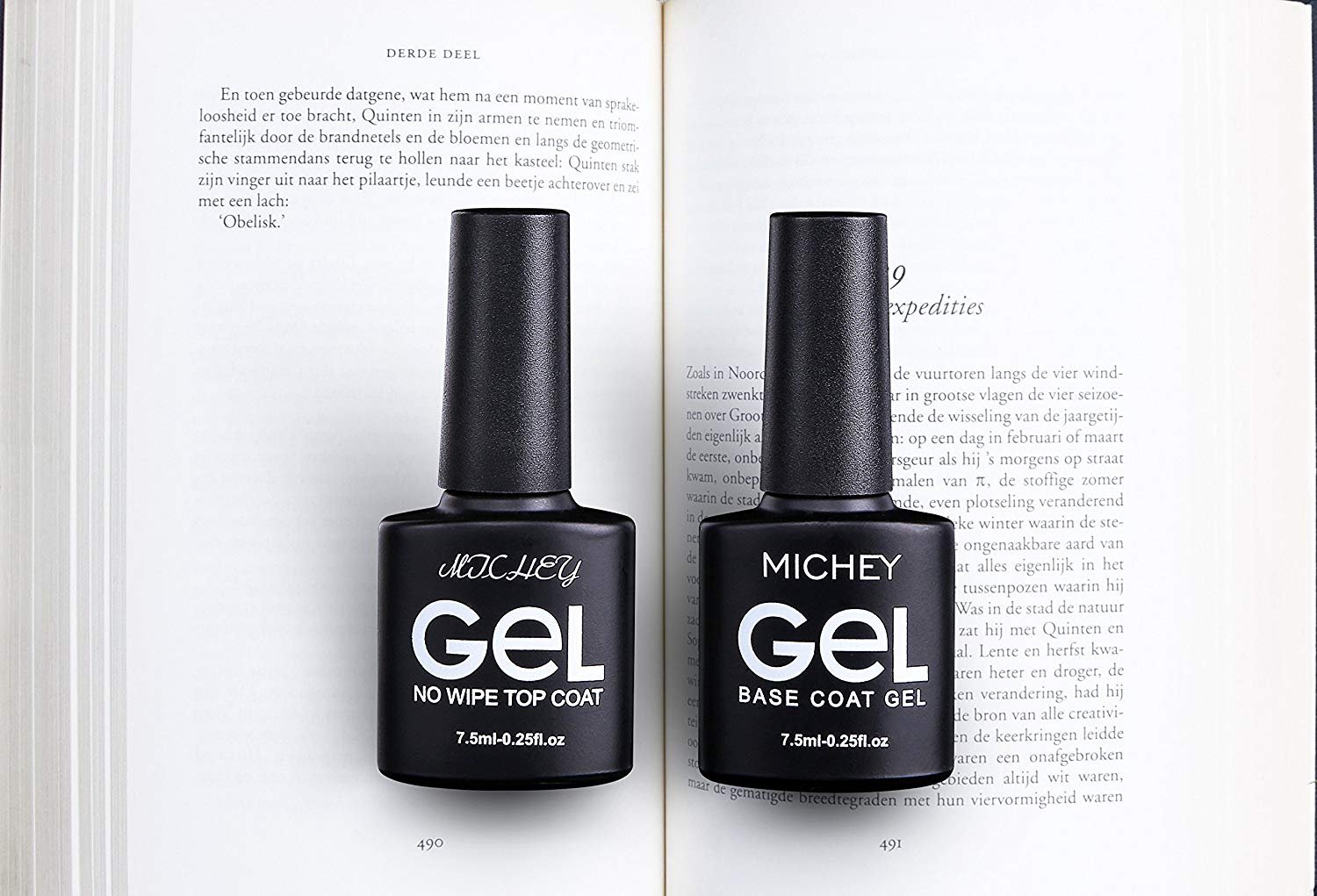 MIYOUNE BASE COAT & NO WIPE TOP COAT Set,UV Gel Nail Polish, 2pcs, 0.25 fl oz