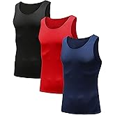 HIBETY Men's 3 or 5 Pack Sleeveless Compression Tank Top, Base Layer Cool Dry Compression Shirts Muscle Gym Tank Tops