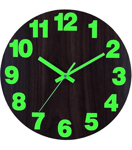 Amazon.com: JoFomp Wooden Glow in The Dark Clock, 16 inch Silent