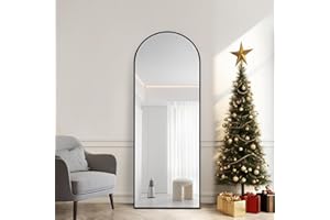 Dolonm 65x22 Inch Arch Full Length Mirror, Modern Design Standing Floor Mirror, Full Body Mirror for Living Room, Bedroom, Bathroom, Cloakroom, Hallway, Black(Aluminum Alloy Frame)