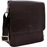 Hidesign Aiden Genuine Leather Medium Crossbody Men/Women Shoulder Messenger Bag / Travel Bag / 10.5" iPad Bag, Brown