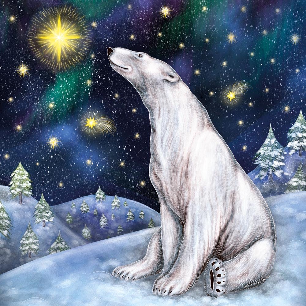 Museums & Galleries Christmas Cards Pack of 5 - Svalbard Star and Polar Bear - Eco-Friendly & Recyclable