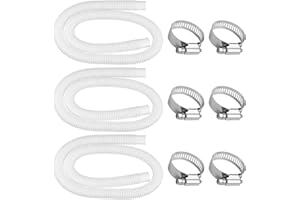 IDEASURE 1.25" x 59" Pool Hoses for Above Ground Pools - Pool Pump Replacement Hose Compatible with Intex Pump Model #607/#637, 3 Pack with 6 Hose Clamps