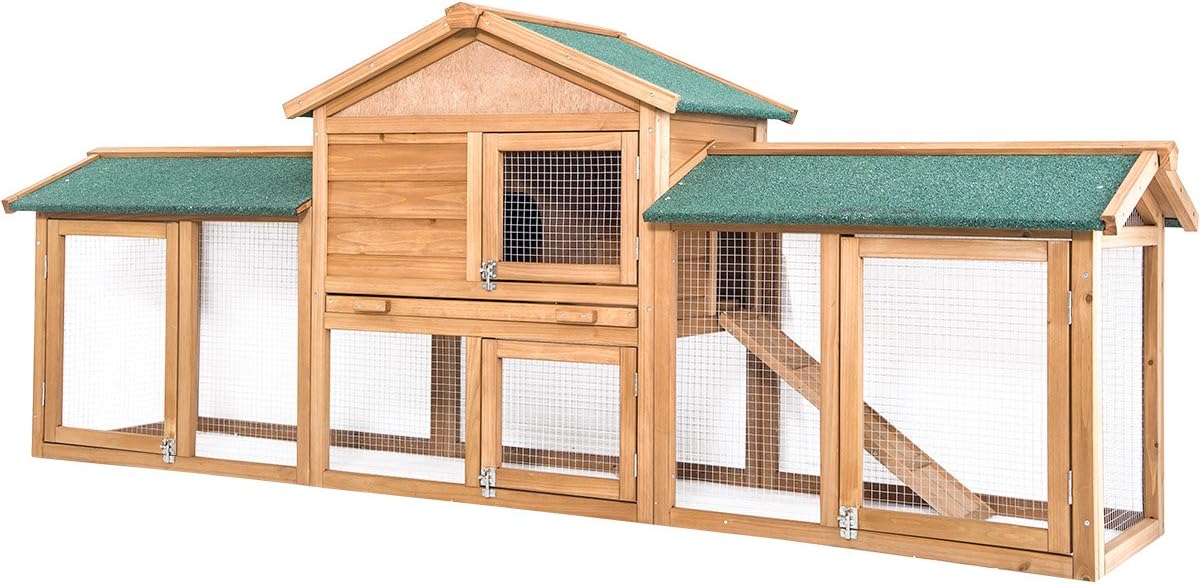 Hooseng, saf, Rabbit Hutch Wood House Cage Suitable for All Kinds of Small Animals, Composed of Metal + Wooden Structure, Good Ventilation, Safe and Waterproof, pet shelter, Deep Yellow