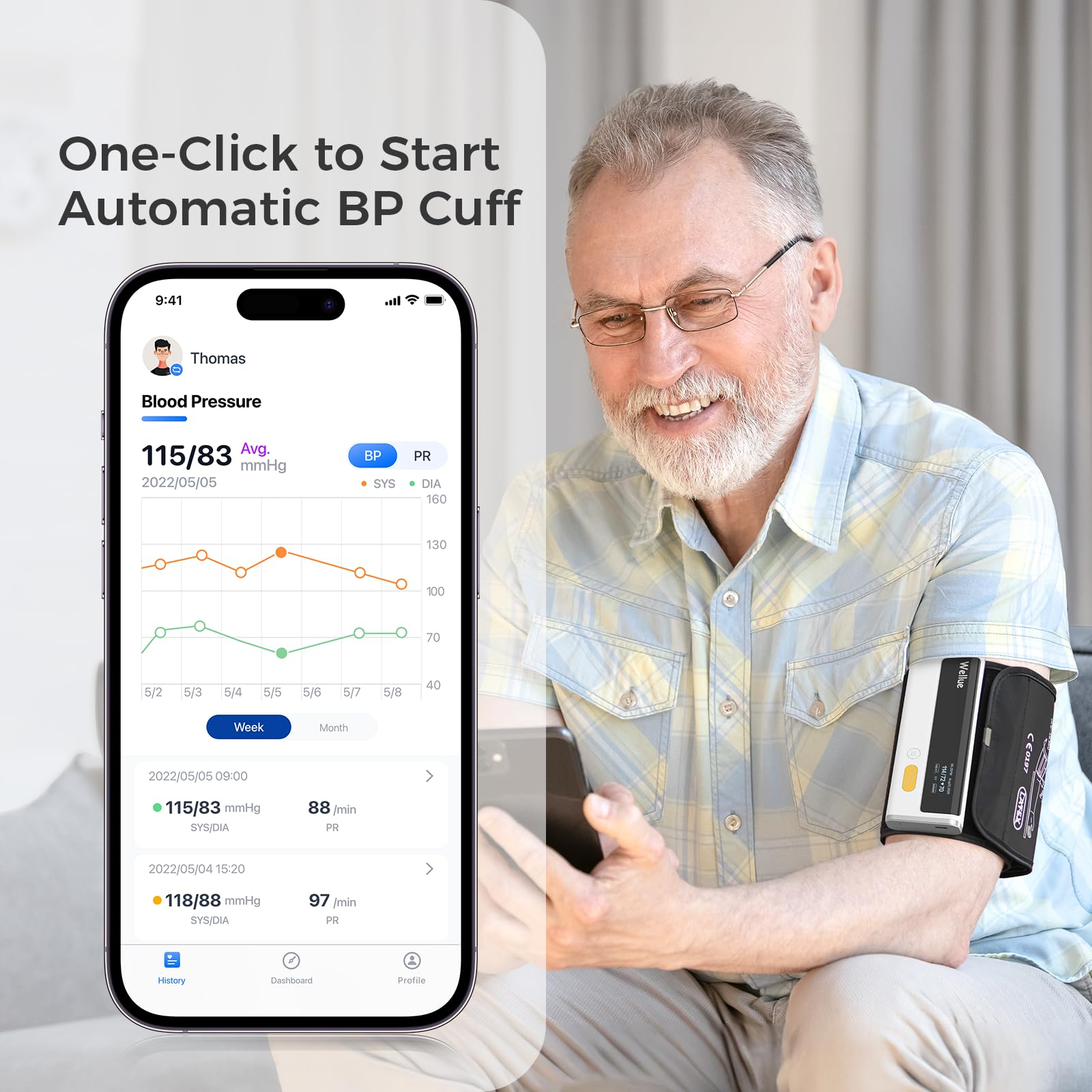 Mua Wellue Blood Pressure Monitor, Upper Arm Cuff BP Machine, Built-in ...