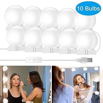 LED Spiegelleuchte, innislink Spiegelleuchte Hollywood Stil Dimmbar 10 LED Vanity Spiegellampe Schminklicht Make up Licht Spi