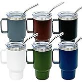 Metalya 3 oz Mini Tumbler Shot Glass with Straw and Lid, 6 Pack Stainless Steel Shot Glasses with Handle, Double Wall Vacuum Insulated Tumblers for Laser Engrave, Cute Cups for Party (6 Pack D)