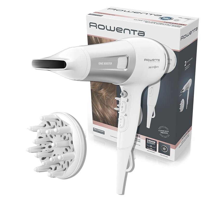 Rowenta CV5930 Powerline Asciugacapelli con Booster Ionico, Phon per Capelli 2100W