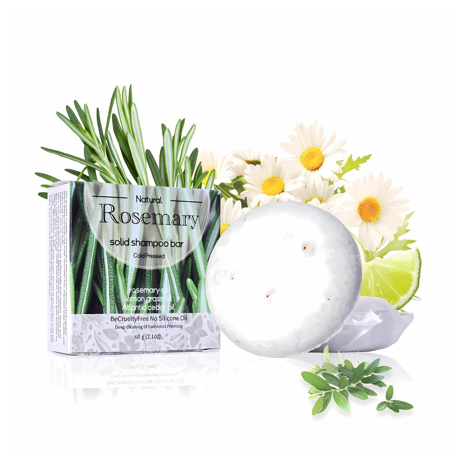 Duoffanny Shampoo Bar Conditioner for Hair Growth Cleanse Moisturize Nourish Strengthen Handcrafted Soap Safe Hair Care For Men & Women All Hair Types Plastic-Free 60g (Rosemary)