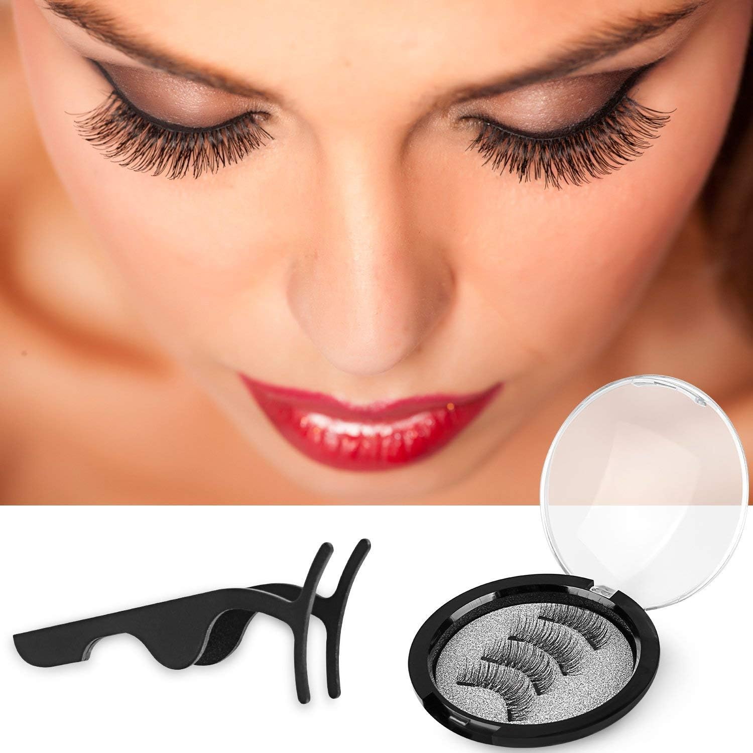 YUOIOYU 3 Magnets Natural Magnetic Eyelashes No Glue 100% Handmade Reusable Magnetic Lashes With Tweezer