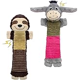 MeetYooo 2 Pack No Stuffing Dog Squeaky Toys,Dog Chew with Crinkle and Squeaker,Cute Animal Plush to Keep Them Busy, Suitable for Large, Medium and Small Breeds (Donkey&Sloth