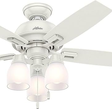 Hunter Fan 44 Inch Fresh White Ceiling Fan With Light And Led