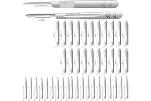 JIAYUYUARPY 42 Pieces Blades #11#23 Scalpels Sterile Blades with 2PCS #3#4 Handle for Dermaplaning, Crafts, for Biology Lab A