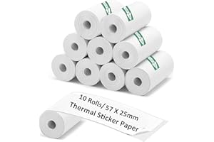 ECIFFO 10 Rolls Mini Thermal Printer Paper, 57 X 25mm Sticker Paper for Most Kids Instant Thermal Camera Paper Roll Refill