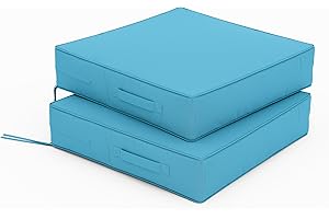 Tounosnt Patio Chair Cushions 19 X 19 X 4 Inch Waterproof Outdoor Seat Cushions for Patio Furniture, Outdoor Sofa Couch Pads with Ties & Handle, Set of 2, Lake Blue