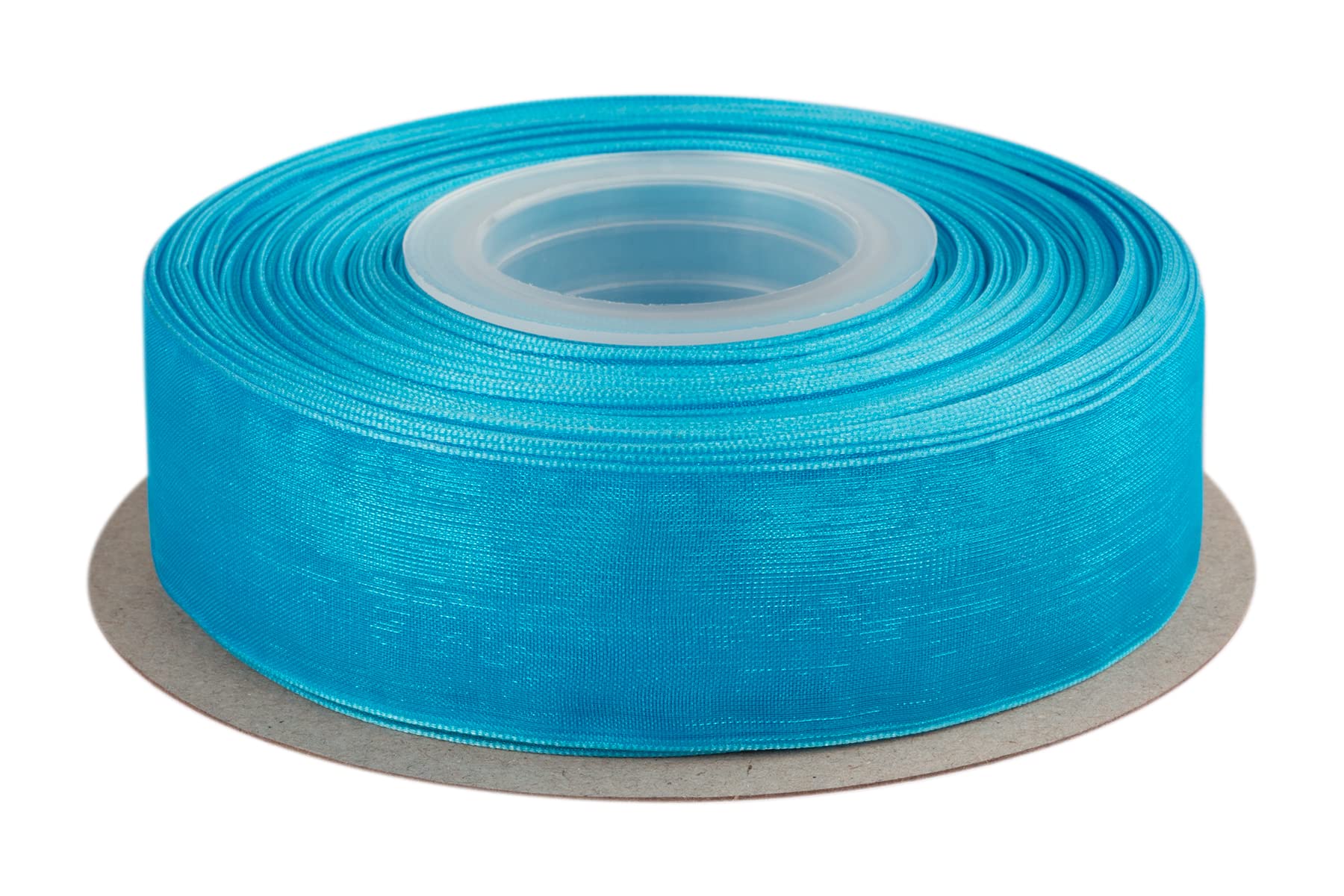 Ribbonitlux 25mm Sheer Organza Ribbon, Turquoise Shimmer Chiffon Ribbon 45M-Roll, Ideal for Wedding Events Christmas Decaration Making Floral Bouquets DIY Crafts