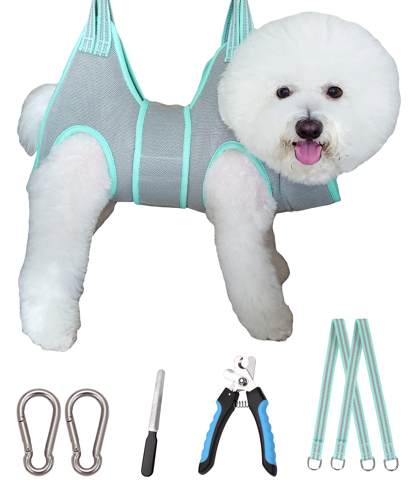 Photo 1 of Kkiimatt Dog Grooming Hammock Harness, Small Dog Groming Sling, Gray Dog Hanging Harness for Nail Trimming,Dog Nail Clipping Hanger Restraint Holder