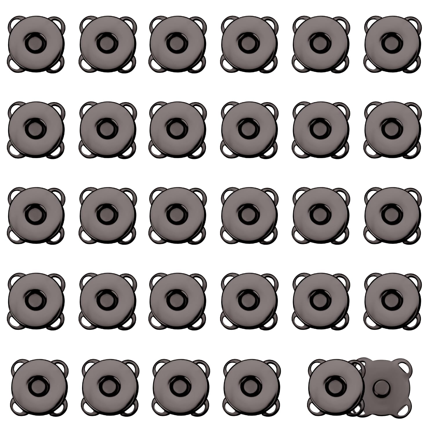 NQEUEPN 30 Sets 14mm Plum Blossom Magnetic Snap Fasteners, Snap Buttons for Purses Bags Clothes Handbags Leather DIY Craft (Dark Gray)