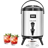 VEVOR Insulated Beverage Dispenser, 1.5 Gal/6L Stainless Steel Thermal Drink Server with Spigot & Temp Display, Suitable for Hot and Cold Drinks, for Tea Coffee Water in Cafes & Restaurants, Silver