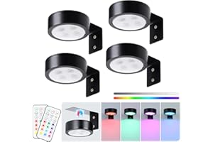 KELUOLY 4-Pack Wireless Battery Operated Painting Light with Remote Control,13 Color RGB Magnetic Led Art Display Light for Picture Frame, Dimmable and Timer Painting Light, Wall Decor Black display light