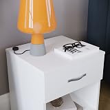 Vida Designs Large White Bedside Cabinet 1 Drawer Melamine Metal Handles view 6