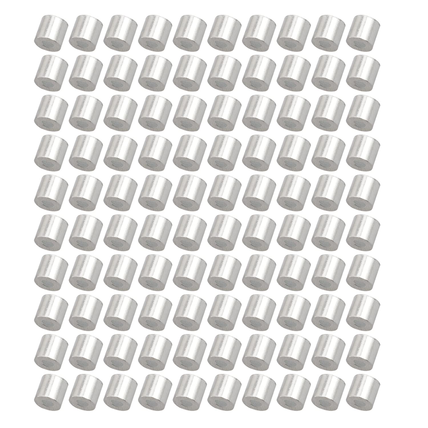 Photo 1 of ZYAMY 100pcs Single Hole Round Aluminum Crimp Ring Sleeve 1/16" Aluminum Crimping Stop Sleeve Set for Wire Rope and Cable Ferrule