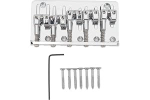 Eujgoov 5 String Bass Bridge, Hardtail Saddle Bridge Adjustable Saddle for Bass Guitars Replacement (Silver)