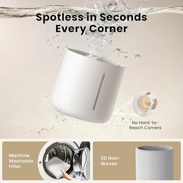 PROVIRTEC MISTFREE EVAPORATIVE HUMIDIFIER FOR BEDROOM, 3L NO WHITE DUST FOR SENSITIVE INDIVIDUALS, AUTO HUMIDITY CONTROL, WORKS WITH TAP WATER, NIGHT LIGHT, EASY CLEAN TANK FOR HOME & SMALL ROOM