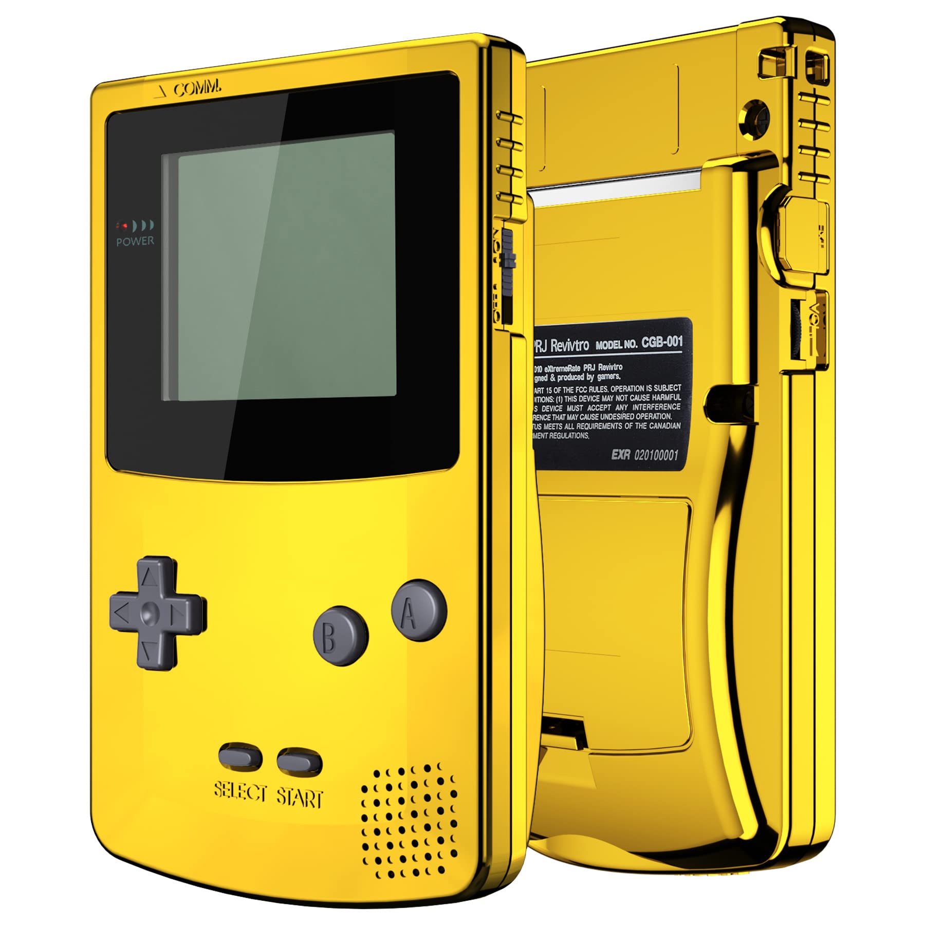 IPS Ready Upgraded eXtremeRate Chrome Gold Replacement Shell Full Housing & Black Screen Lens for Gameboy Color – Fit for GBC OSD IPS & Regular IPS & Standard LCD – Console & IPS Screen NOT Included