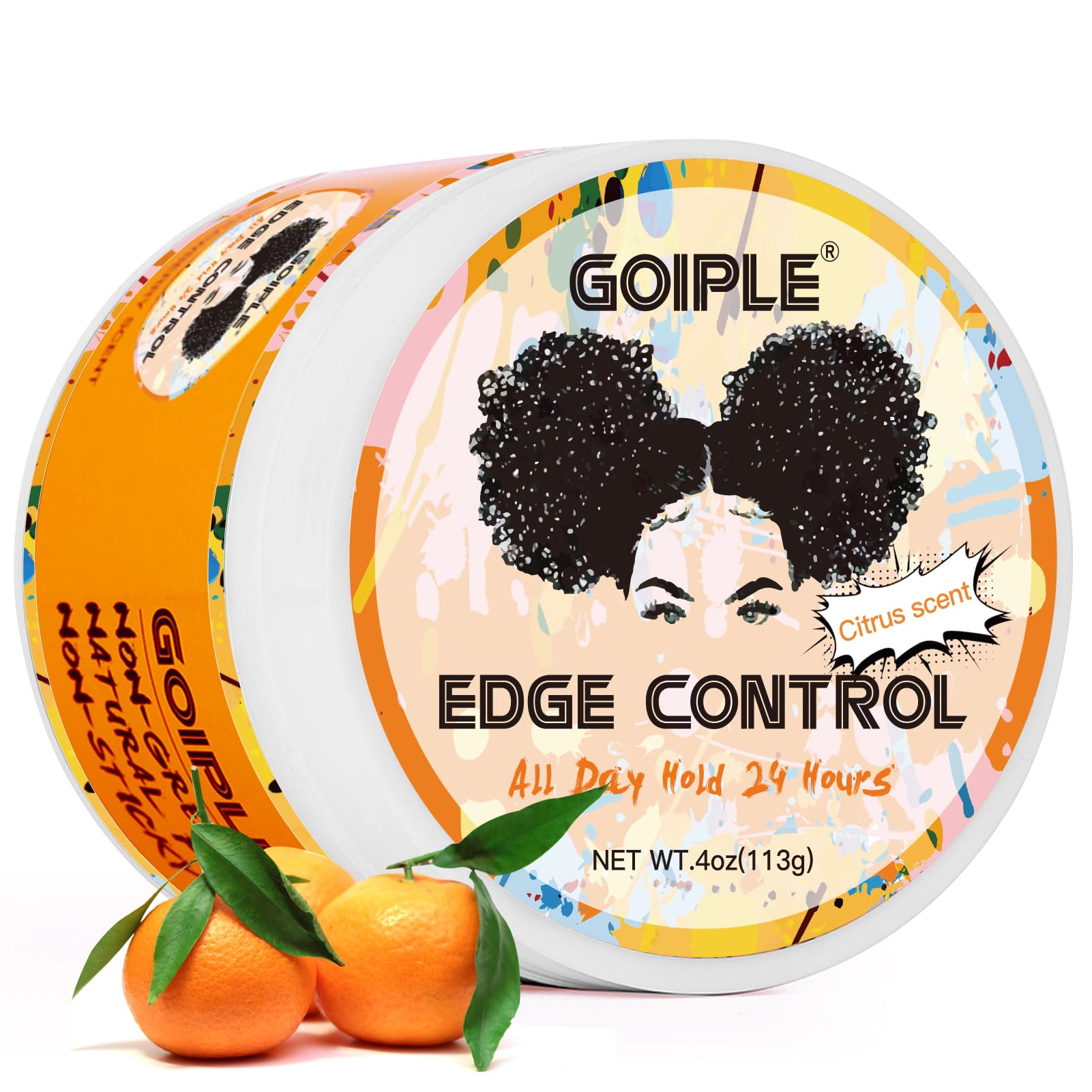 Edge Control Wax for Black Women Strong Hold Non-greasy Hair Gel Women Edge Control Gel for Afro Hair No White Residue, Shine, Afro Hair Products for Gel Hair(Citrus Scent)