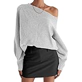Saodimallsu Womens Off The Shoulder Sweater Long Sleeve Boat Neck Pullover 2025 Casual Trendy Loose Knit Tops