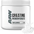 RAW Nutrition Creatine Monohydrate Powder, Unflavored (30 Servings) - Micronized Creatine Monohydrate Supplement for Workout 