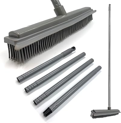 TDBS Rubber Broom with 120cm Handle, 31cm Wide Head with Squeegee