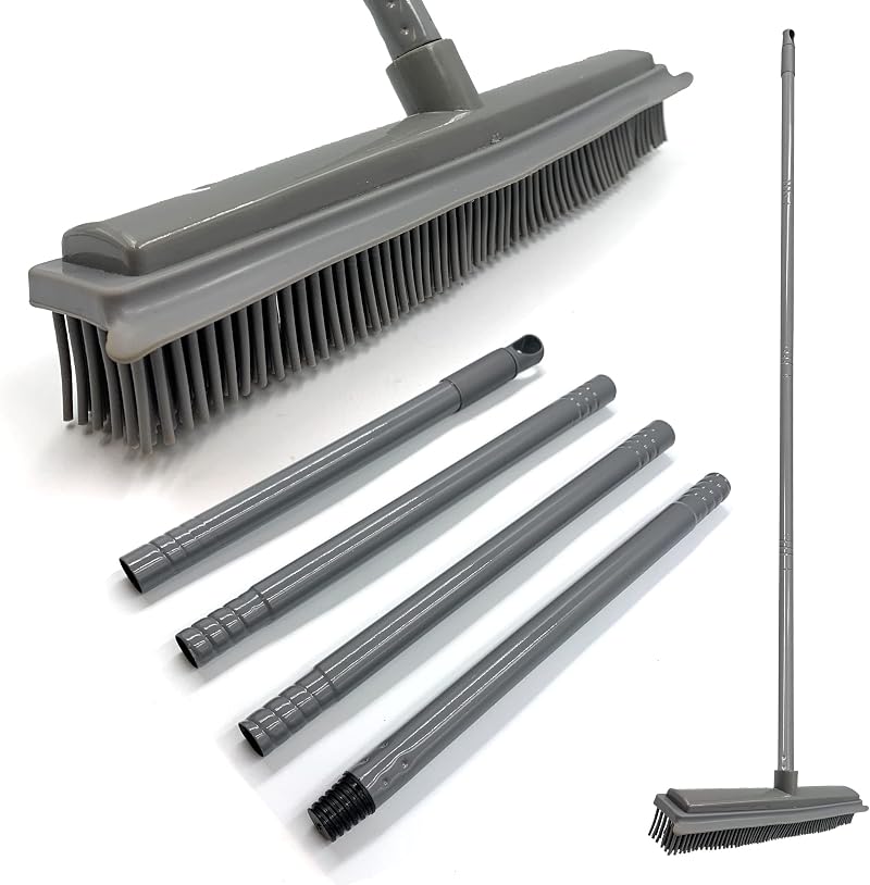 TDBS Rubber Broom with 120cm Handle, 31cm Wide Head with Squeegee