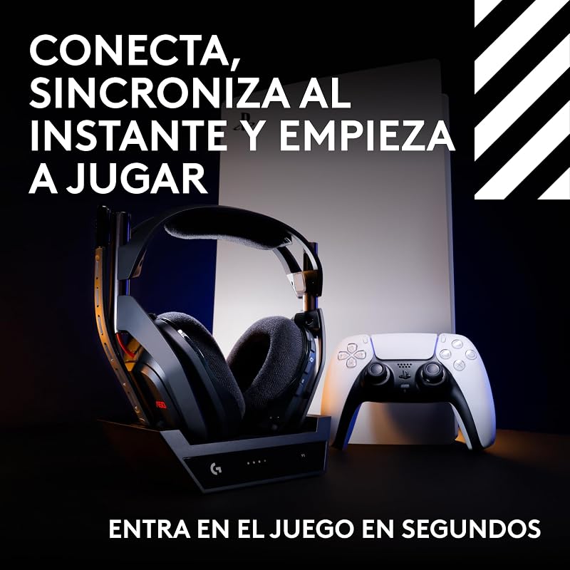 Logitech g astro a50 lightspeed gaming headset wireless + estação base (gen 5), pro-g graphene, alternar entre 3 sistemas, usb-c para xbox, ps5, pc/mac ou nintendo switch, bluetooth - preto