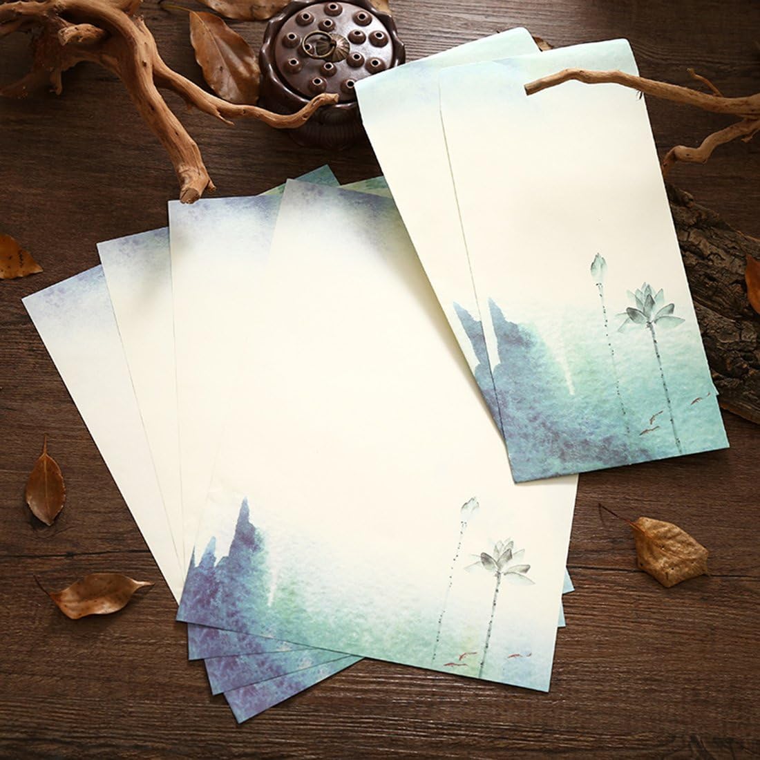 SCStyle 16 Cute Retro Envelopes 8.46 x 4.33 Inches 32 Lovely Kawaii Special Design Chinese Style Stationery Writing Letter Paper 10.2 x 7.3 Inches,Stationary Paper and Envelopes Set - Image 3